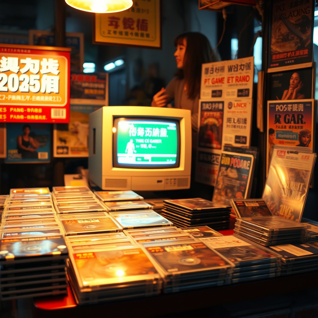 90 年代台灣電腦商場——CRT 螢幕、成堆光碟、老遊戲海報，一個遊戲保存的記憶黑洞